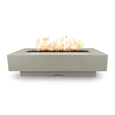 The Outdoor Plus 84 Rectangular Del Mar Fire Pit, GFRC Concrete, Ash, Plug & Play Electronic Ignition, Liquid Propane OPT-DEL8428EKIT-ASH-LP